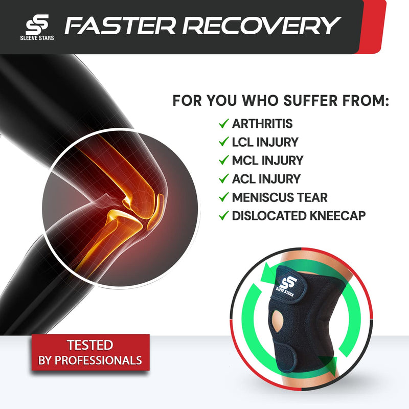 Sleeve Stars Knee Brace Support Sleeve for Women & Men, Knee Braces for Knee Pain, Knee Protection Exercise for LCL, MCL, ACL, Meniscus Tear, Patellar Tendon Stabilizer Knee Compression Support (S-3XL) S/M/L: 12"-21" - NewNest Australia