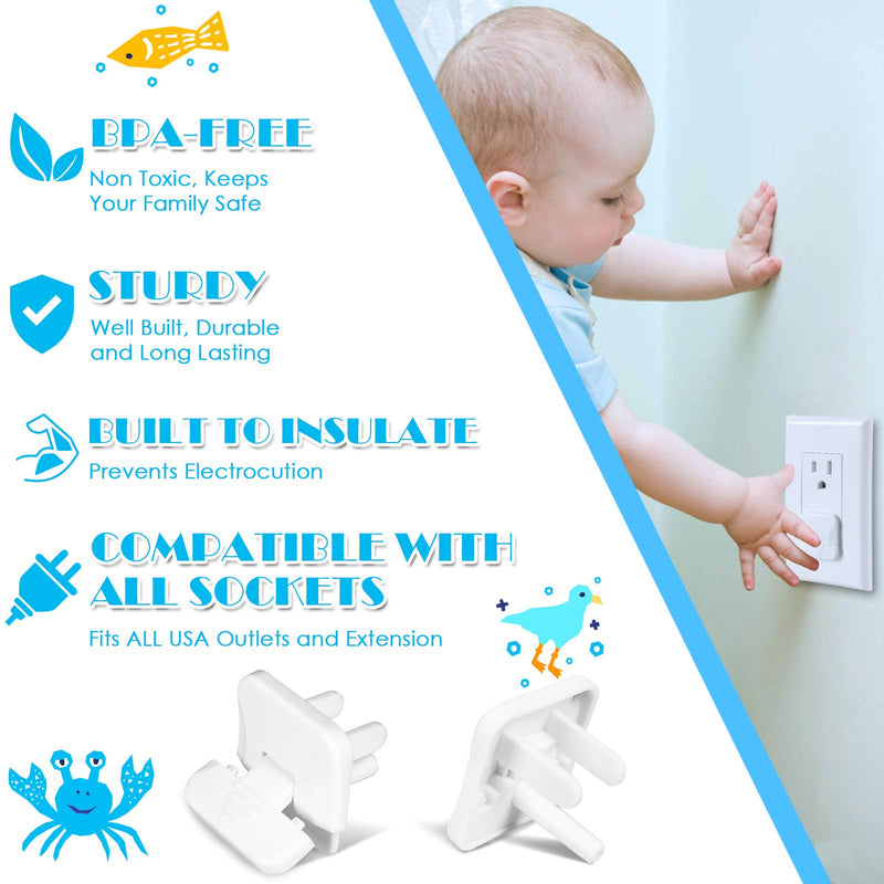 Outlet Covers Babepai 38-Pack White Child Proof Electrical Protector Safety Improved Baby Safety Plug Covers A-White 38Pack - NewNest Australia