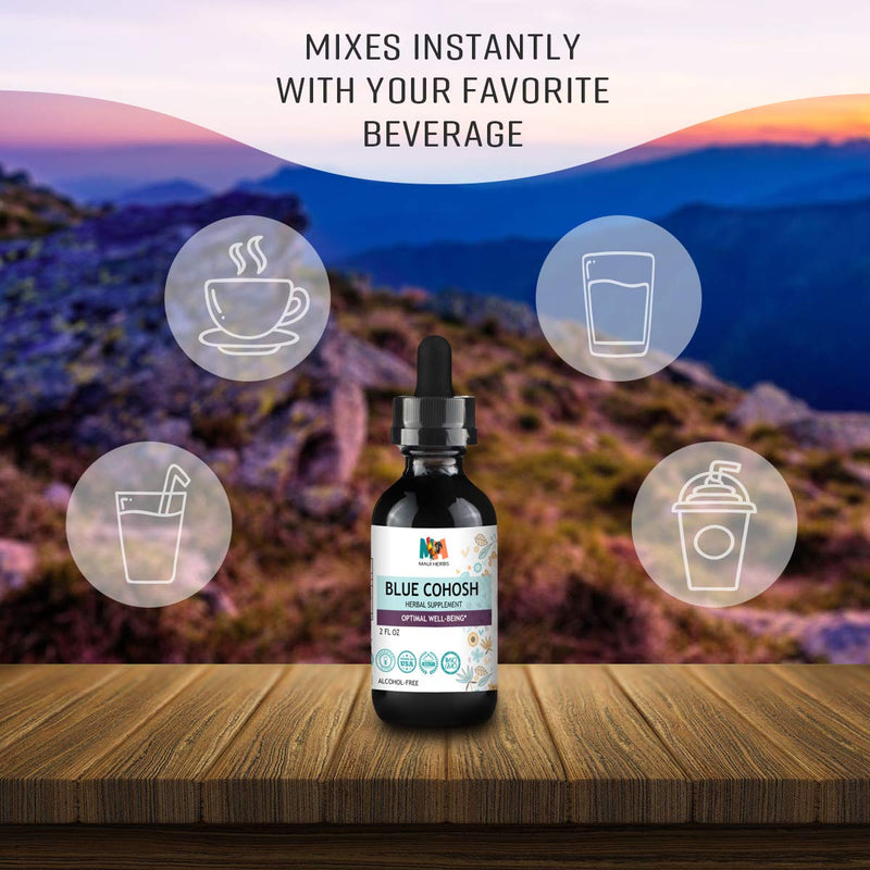 Blue Cohosh Tincture - Non-Alcohol Liquid Herbal Drops with Caulophyllum Thalictroides Root Extract for Uterus Support - Natural Non-GMO Supplement for Menstrual Cramps, Blood Flow - 2oz. - NewNest Australia