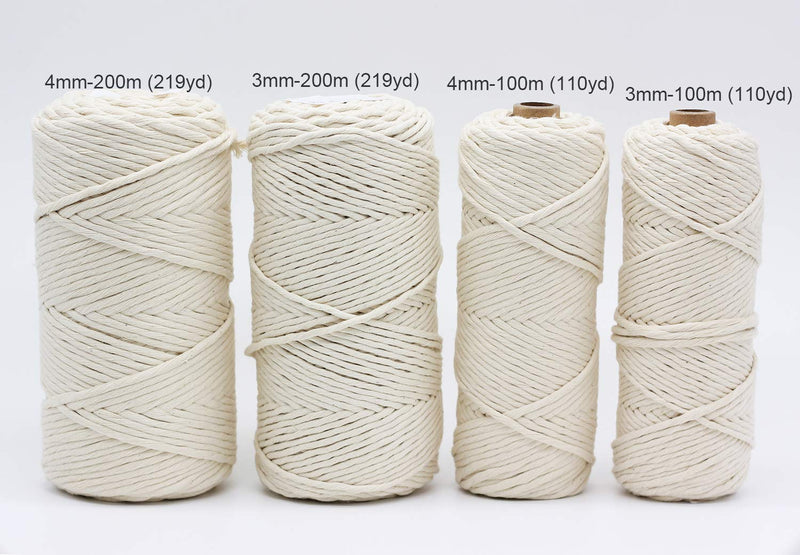 3mm 110Y Macrame Cord Rope -1/10inch Single Stand White Macrame Cotton String for Handemade Wall Hanging Weaving Basketry Crochet and Tapestry (3mm-100m (110yd)) 3mm-100m (110yd) - NewNest Australia