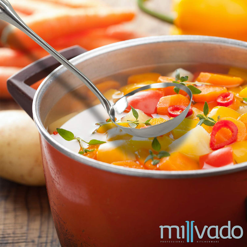 Millvado Soup Ladle Stainless Steel: 4-Oz Soup Ladles for Serving - Ladel Stainless - Laddel for Soup, Sauce, Punch, Etc - Metal Gravy Ladle - Stainless Steel Ladle - Sauce Spoon - 4 Ounce Ladel Spoon - NewNest Australia