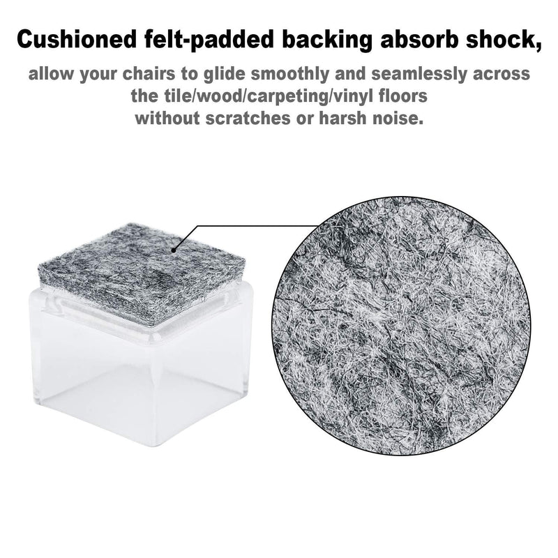 Anwenk 1''x1" Square Chair Leg Floor Protectors with Felt Pads 1inch 1 in Square Table Leg Protectors Chair Leg Caps Small, 16Pack,Clear 16Pack 1"x1"FeltPad - NewNest Australia
