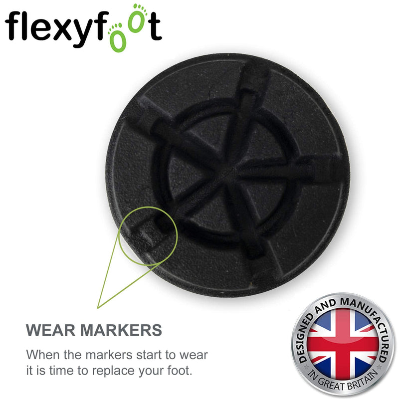 Flexyfoot Shock Absorbing Walking Stick Ferrule – Choice of Ferrule Sizes & Colours Available Here – Improves Grip, Improves Safety, Reduces Slips, Reduces Shock – 16mm Black 16 mm - NewNest Australia
