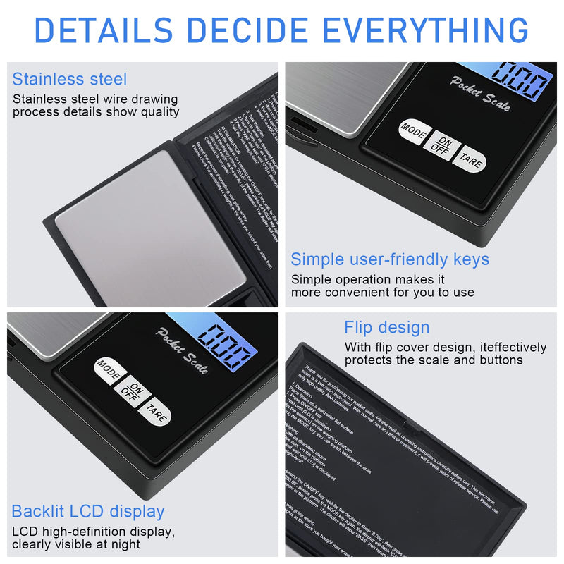 500G / 0.01G Pocket Scale, 500 X 0.01G Digital Pocket Scale, Precision Mini Kitchen Scale, Gold Scale, Coin Scale, Multifunction For Kitchen, Tea, Yeast, Coffee, Jewelery, Herbs - NewNest Australia