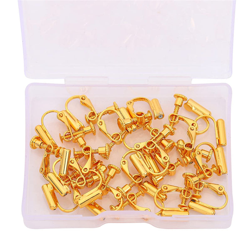 BEADIA 18K Gold Plated Screw Earring Clips 13x17mm 20pcs for Jewelry Making Findings Clip 1# 13x17mm - NewNest Australia