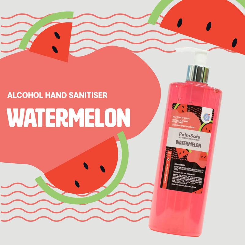 Palm Safe Watermelon Scented Hand Sanitiser Gel Pump Bottle - Fragranced and Moisturising - Formulated with Isopropyl Alcohol and Aloe Vera - Large Refillable Bottle, 500ml - NewNest Australia
