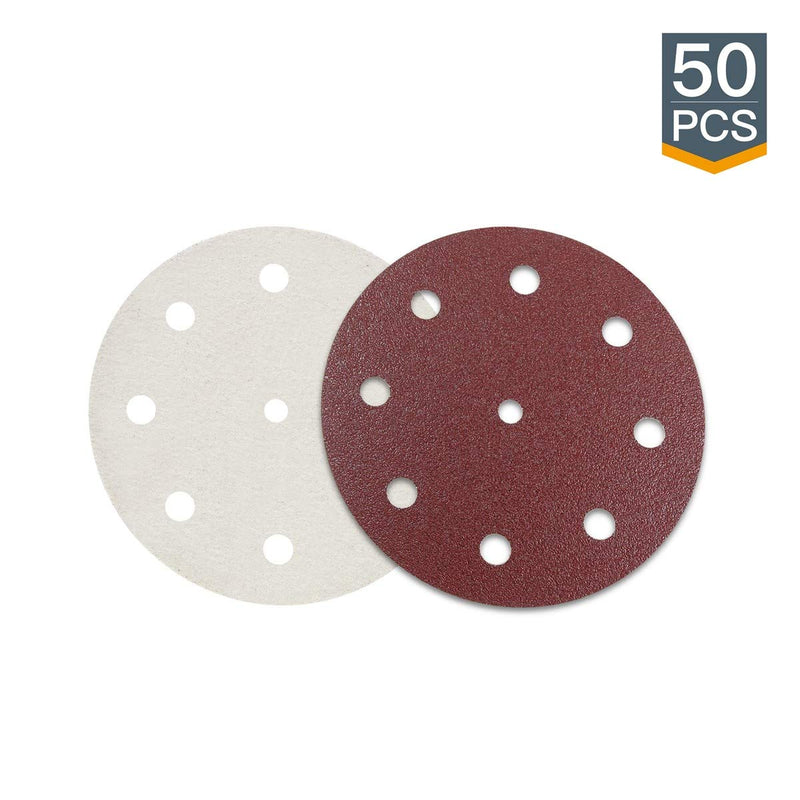 POWERTEC 80 Grit Sanding Disc | Red | Hook & Loop 5” Sanding Discs Abrasives For RO 125 Festool Sander – 50 Pack - NewNest Australia