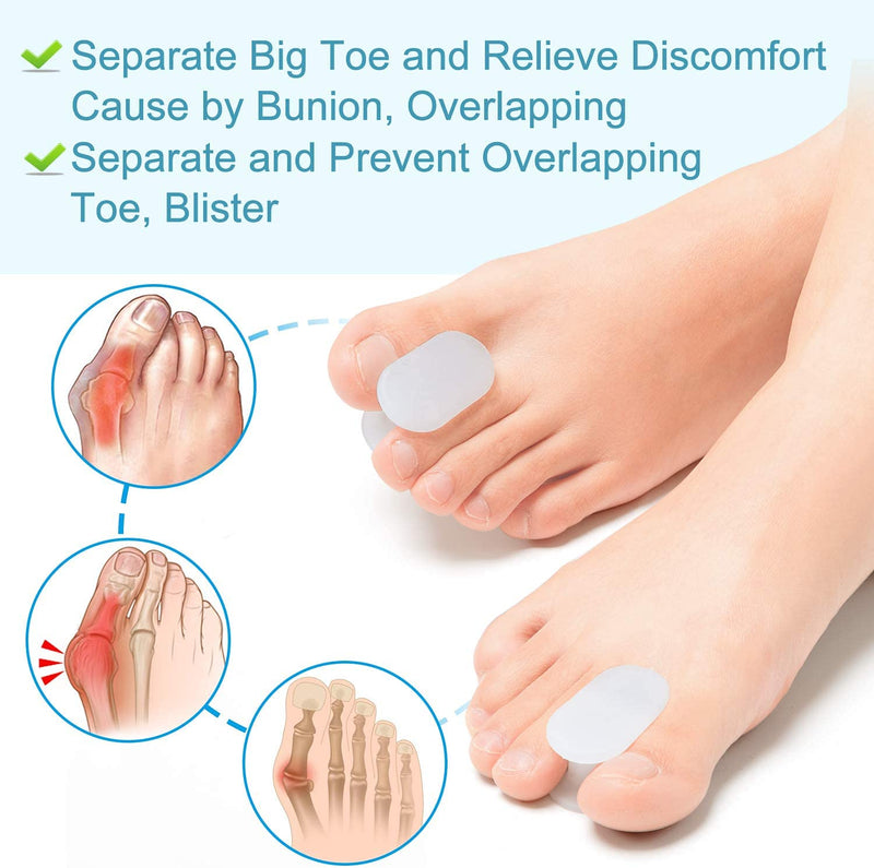 PrettSole 2 Pairs Toe Separators(1/2' Thick), Silicone Toe Spacer, Bunion Relief Pads to Temporarily Correct Big Toe & Relieve Bunion Pain, Overlapping Toe(Big & 2nd Toes) - NewNest Australia