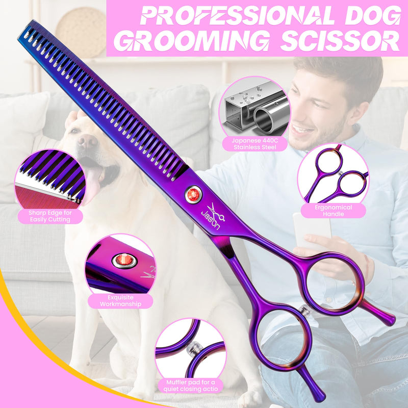 Jason 7.5" Thinning Scissors For Dogs - Professional Thinning Scissors Dog Scissors With 36 Teeth Japanese Stainless Steel Grooming Scissors For Dogs Cats, Purple Tl-Thinning - NewNest Australia