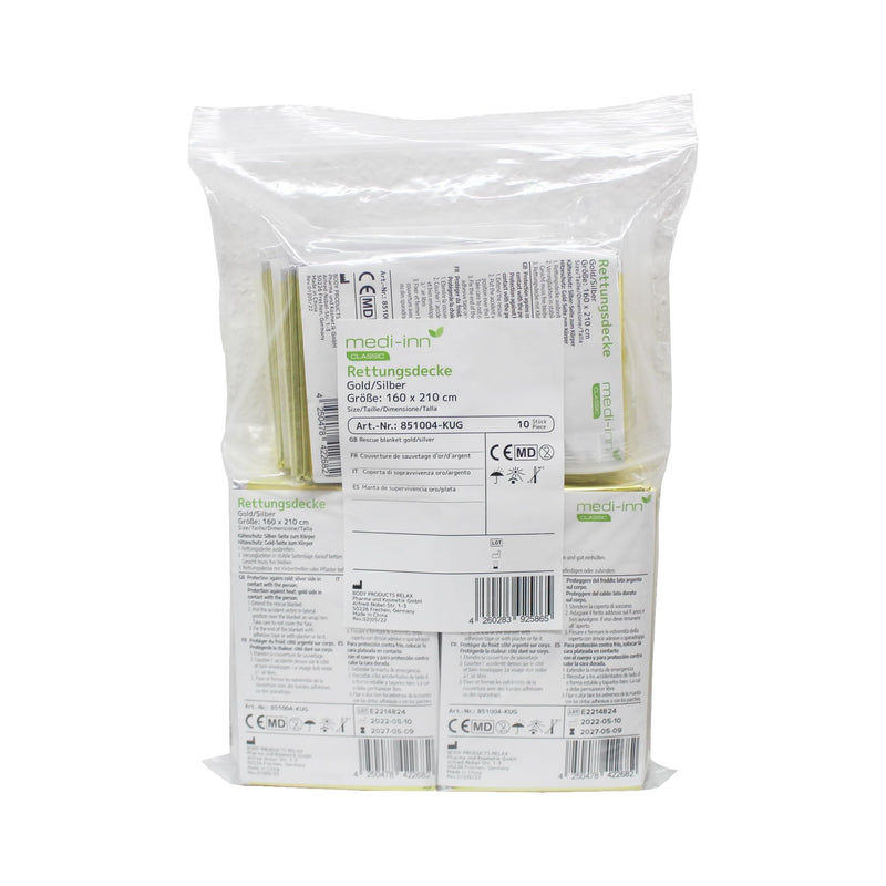 Medi-Inn+ emergency blanket gold silver | 160x210cm | Emergency blanket for first aid | Cold protection | Heat protection (10 pieces) - NewNest Australia