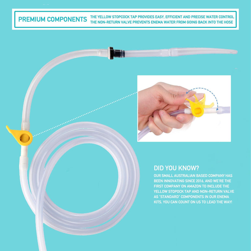 Premium Enema™ Replacement Silicone Enema Hose with Precision Stopcock Tap, One-Way Valve & Flexible Tip - BPA Free and Phthalates Free - Designed for Premium Enema Branded Products - 2.0M Long - NewNest Australia