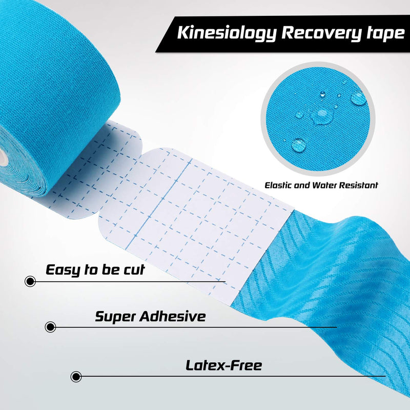 Kinesiology Tape Precut 3 Rolls-Athletic Sports Tape for Muscle & Joints-Physical Therapy Tape for Knee,Ankle,Shoulder,Plantar Fasciitis- Latex Free and Water Resistant-60 Strips, Blue - NewNest Australia
