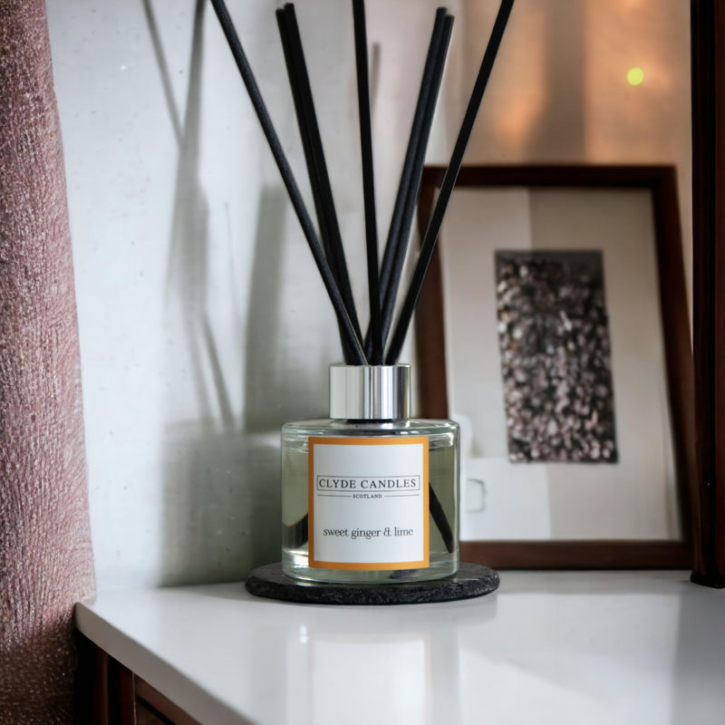 Clyde Candles Sweet Ginger & Lime Reed Diffuser, Luxury Diffuser Oil with a Set of 7 Fibre Sticks, Best Aroma Scent for Home, Kitchen, Living Room, Bathroom. Fragrance Diffusers set with sticks - NewNest Australia