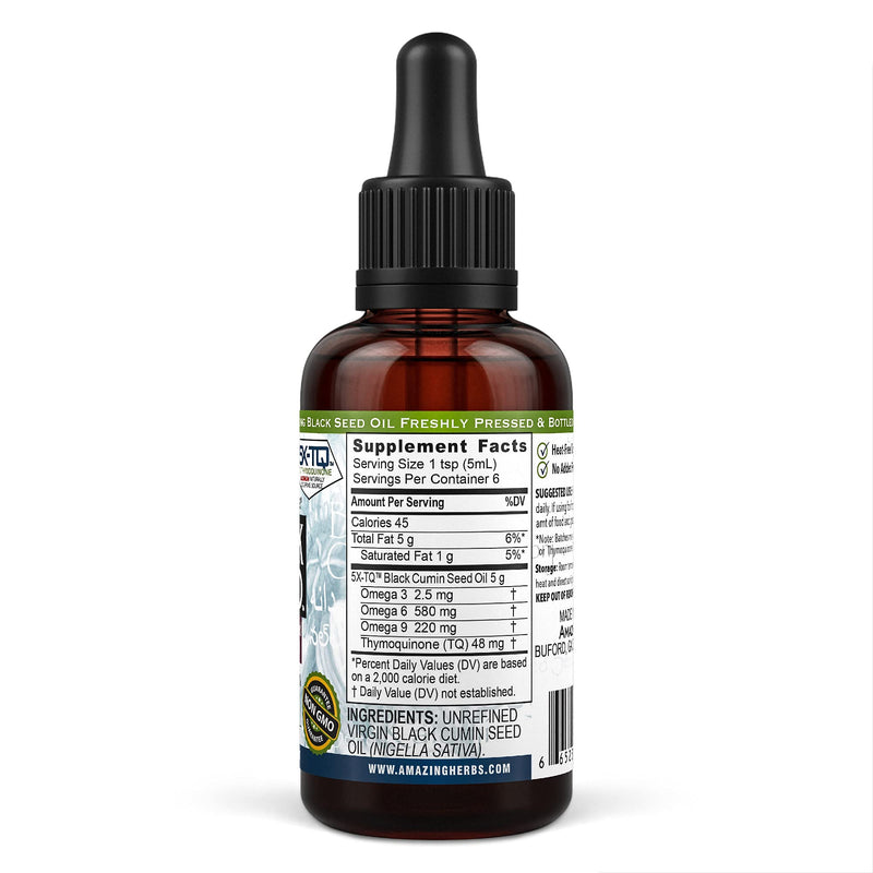 Amazing Herbs Premium Black Seed Oil - Cold Pressed Nigella Sativa Aids in Digestive Health, Immune Support, Brain Function, Joint Mobility, Gluten Free, Non GMO - 1 Fl Oz - NewNest Australia