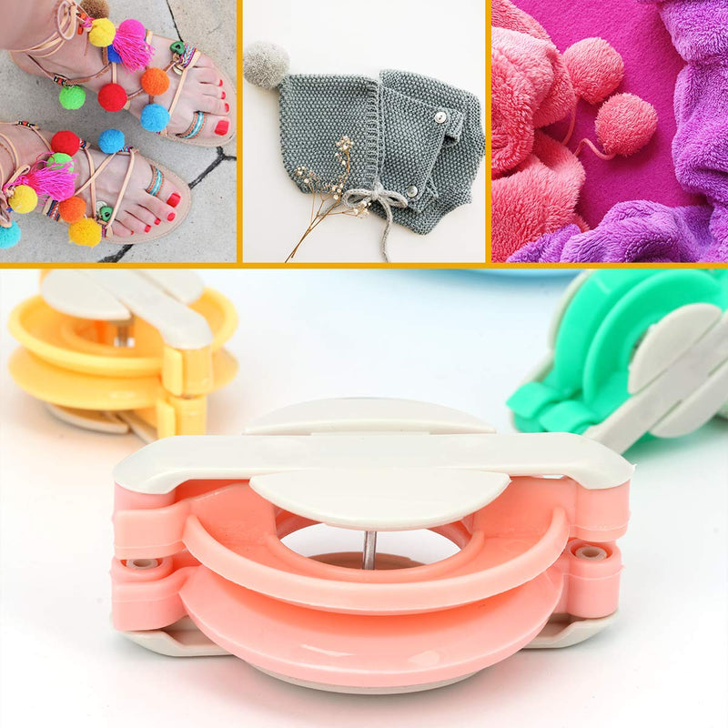 Pompom Makers 4 Size Pom Poms Maker Tool Set DIY Fluff Ball Weaver for DIY Wool Yarn Knitting Craft Project with Cutter Scissors - NewNest Australia