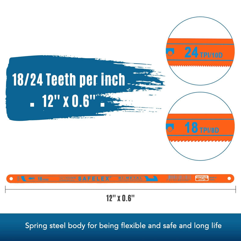 20 Pieces Hacksaw Replacement Blades Metal Cutting Hacksaw Blades with 18 Teeth and 24 Teeth Per Inch (Orange Background with Bi-metal Letter) Orange Background with Bi-metal Letter - NewNest Australia