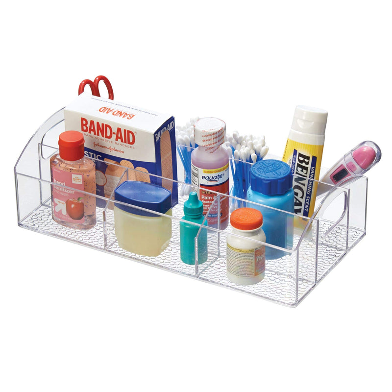 iDesign Med+ BPA-Free Plastic Divided Bathroom Organizer with Handles - 12" x 6" x 3.5", Clear 8 Section - NewNest Australia