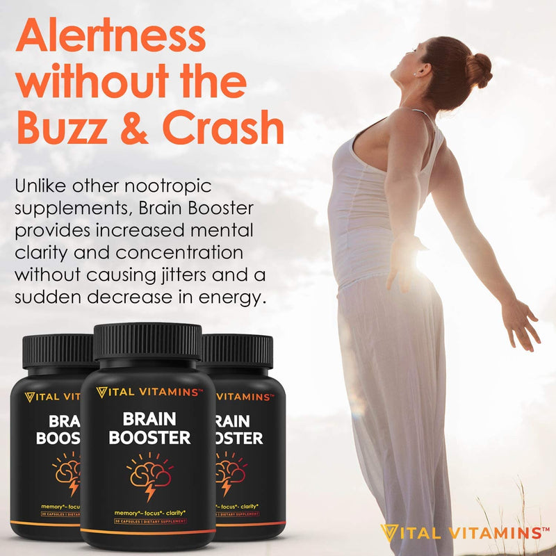 Brain Supplement Nootropics Booster (3-Pack) - Enhance Focus, Concentration, Improve Memory & Clarity - Ginkgo Biloba, Dmae, Mind Enhancement 3 Pack - NewNest Australia