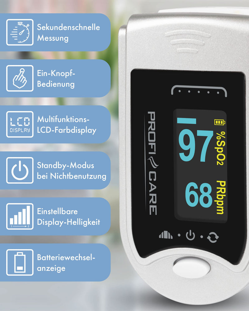 Proficare Pc-Po 3104 Pulse Oximeter For Measuring Pulse And Oxygen Saturation On The Finger, 3-In-1 For Measuring Pulse, Oxygen Saturation And Perfusion Index, Oximeter Finger Clip - NewNest Australia