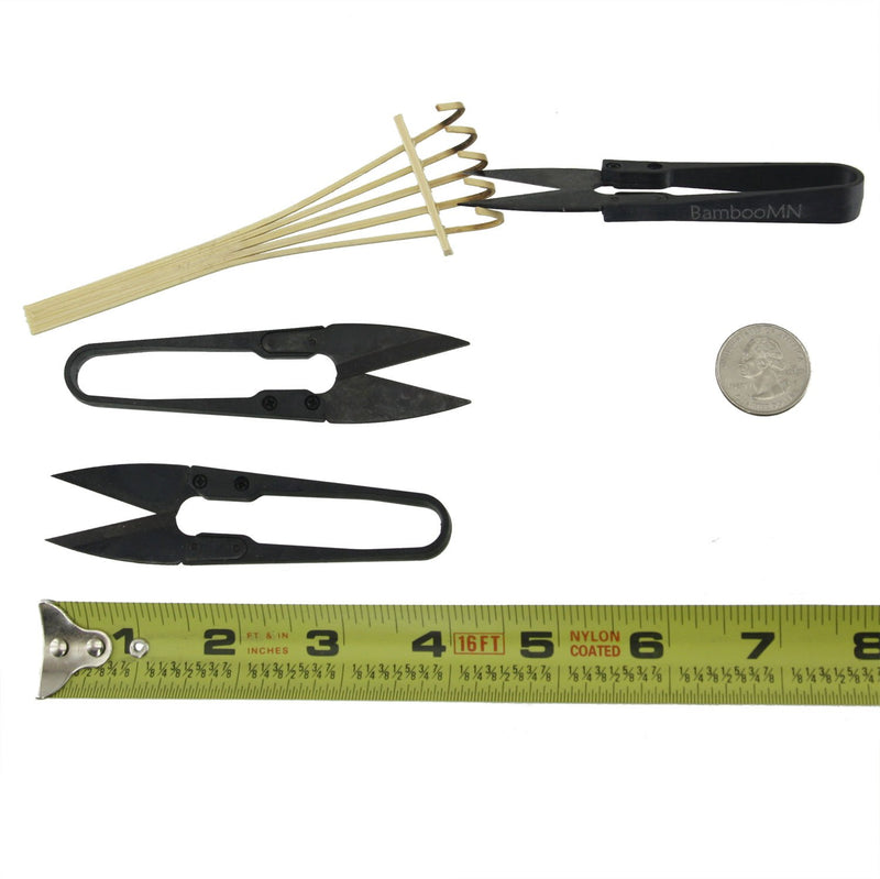 BambooMN Bonsai Tree Pruning Trimming Starter Tool Kit - Leaf Trimmers (Set of 3) and Bamboo Rake Black w/Rake - NewNest Australia