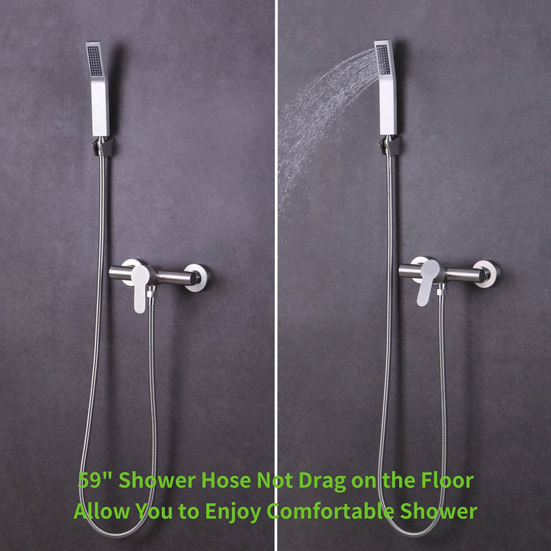 Shower Hose Brushed Nickel 59", Angle Simple Stainless Steel Replacement Shower Head Hose, Flexible Hand Held Shower Sprayer Hose, 1/2" IPS 59 Inch Brushed Steel - NewNest Australia