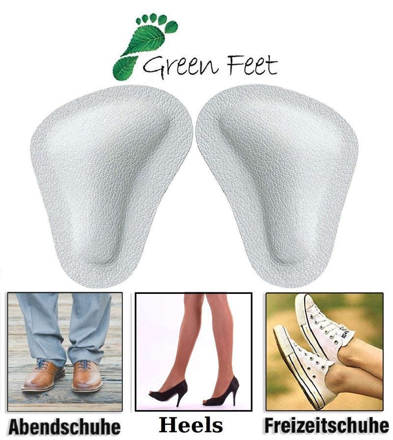 Green Feet 2 pairs of orthopedic metatarsal pads white leather pads in T-shape splayed foot, unisex adult insole, double pack (white, Numeric_44) 44/46 EU - NewNest Australia
