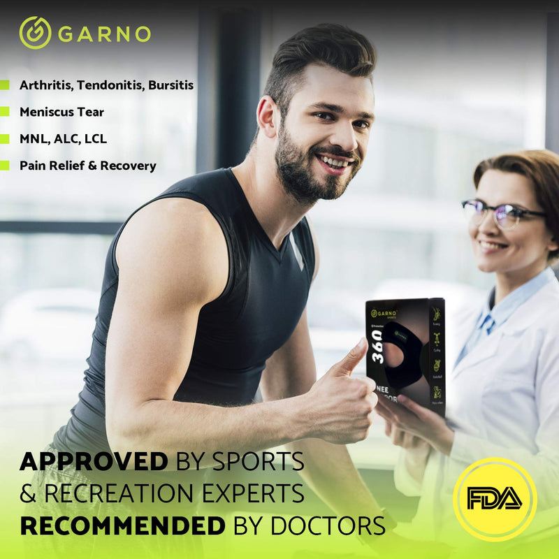 GARNO Knee Brace Plus Size, Dual Patella Tendon Support Strap, Adjustable Neoprene Stabilizer for Meniscus Tear, Arthritis, Tendonitis, MCL, ACL, Pain Relief, Recovery, Running, Men & Women; XL /2XL X-Large/2X-Large (Pack of 1) - NewNest Australia