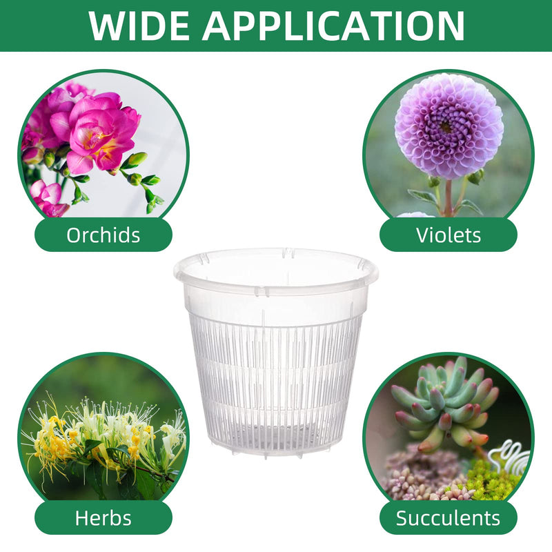 4 inch Clear Plastic Orchid Pot 12 Pcs Slotted Net Pots Bulb Planting Baskets Net Pot Wide Lip Mesh Grow Pots Orchid Cup for Hydroponics (4.3inch, 12pcs) 4.3 inch - NewNest Australia