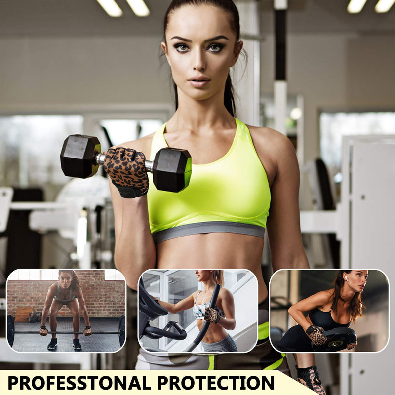 Workout Gloves for Women Men - Weight Lifting Gloves with Full Palm Protection & Extra Grip for Gym,Weightlifting,Fitness,Exercise,Training.Cycling A1-Leopard Medium - NewNest Australia