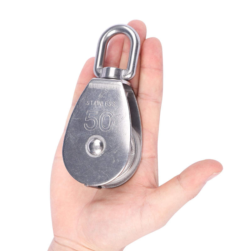 LordHardware M50 Single Pulley Snatch Block 304 Stainless Steel Lifting Crane Swivel Hook, 3/8" Rope x 2" Sheave - NewNest Australia