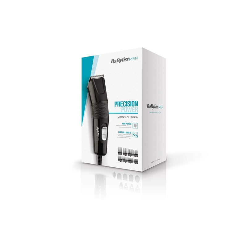 Babyliss 7755U Men Hair Clipper, Diamond Sharp Stainless Steel Blades, 8 Comb Guides, Mains Powered, Hair Styles at Home, Comb Included, Smooth & Precise, Black - NewNest Australia