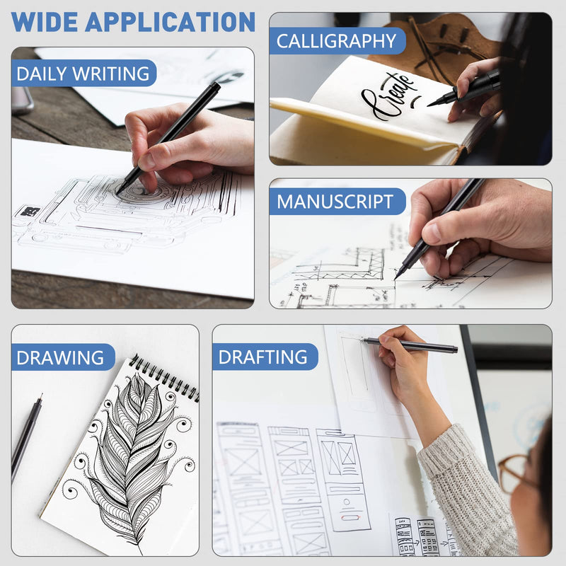 YISAN Black Drawing Pens,Art Pens,Fineliner Ink Pens,Set of 12 Micro-Pens,Manga Pens,for Sketching,Technical Drawing 902195 - NewNest Australia