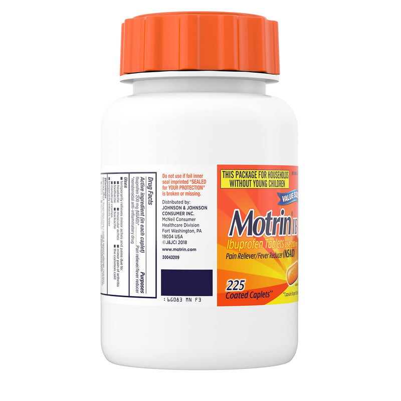 Motrin IB, Ibuprofen 200mg Tablets for Fever, Muscle Aches, Headache & Back Pain Relief, 225 ct - NewNest Australia