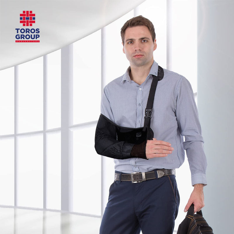 TOROS-GROUP Breathable Arm Sling with Soft Padded Shoulder Strap - Black - X-Small - NewNest Australia