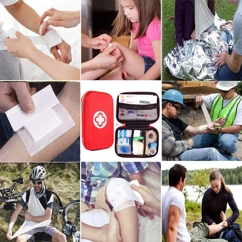 First Aid Kit - Perfect For Hiking, Outdoor, Biking, Sports And Travel - First Aid Kit And Travel Pharmacy With Bonus Emergency Whistle, 18 Pieces In Red Semi-Hard Bag - NewNest Australia