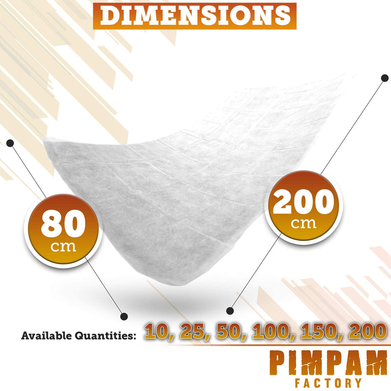 PimPam Factory - Non-Fitted Disposable NWF Massage Couch Sheets 31.4 x 78.4 in - Disposable Table Cover Liquid Repellent - Ideal Beauty Bed Cover for Special Measurements - Made in EU - Pack 10 80x200 - NewNest Australia