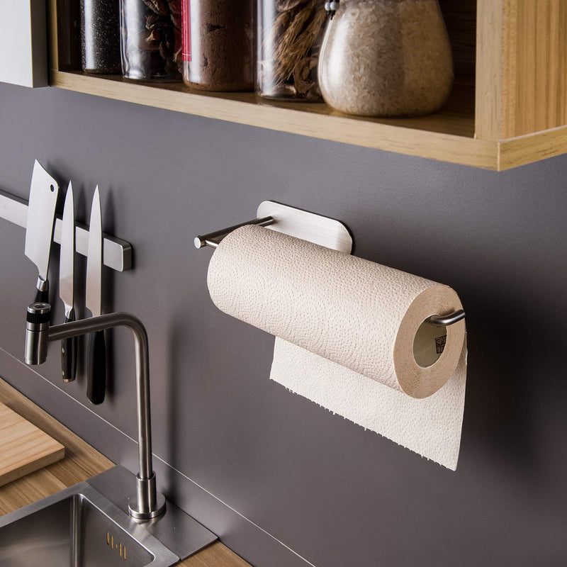 NewNest Australia - YIGII Paper Towel Holder 12 Inch - Self Adhesive Paper Towel Rack Under Cabinet for Kitchen Large Roll Paper, Stainless Steel 