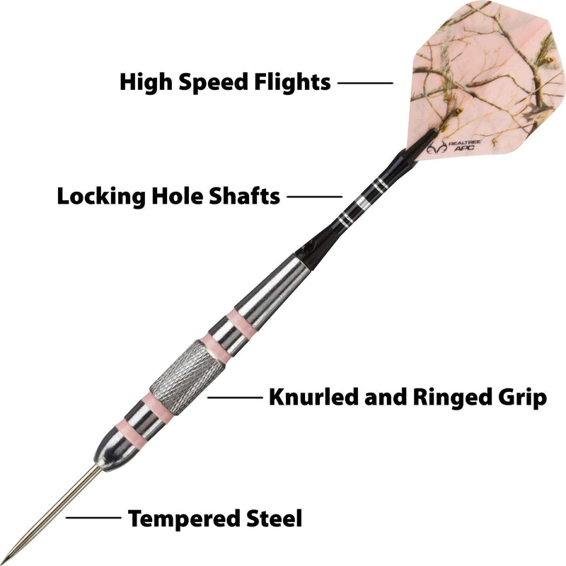 Fat Cat by GLD Products Realtree APC Pink Camo Steel Tip Darts with Storage/Travel Case, 23 Grams , Black - NewNest Australia