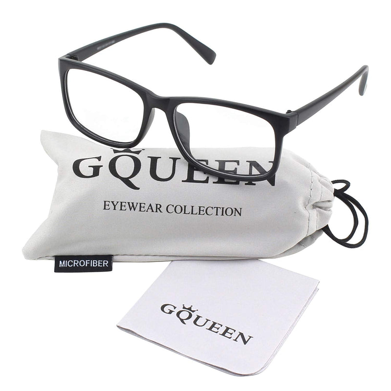 GQUEEN Large Frame Horn Glasses Glasses Without Strength Fake Glasses Nerd Glasses Women Men UV400 PE1 2 Matt Black - NewNest Australia
