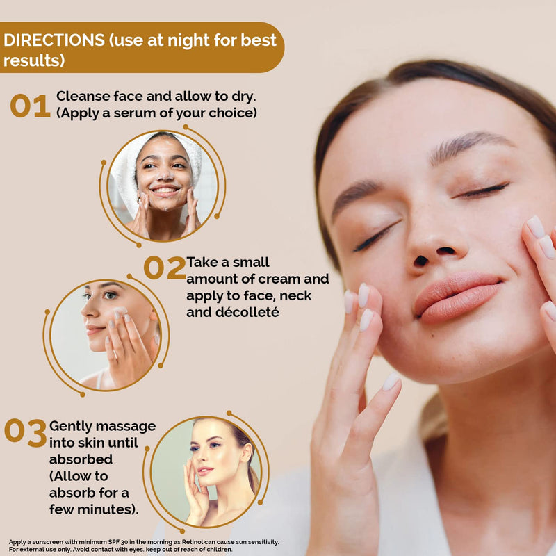 Ammuri Premium Skin Formula Q10 Face cream + Advance Retinol 2.5% Firming Day & Night Cream With Hyaluronic Acid Anti Wrinkle Face Moisturising Cream, Aloe Vera, Vitamin B5 & Vitamin E for Anti Ageing Advance Retinol 2.5% Night Cream - NewNest Australia