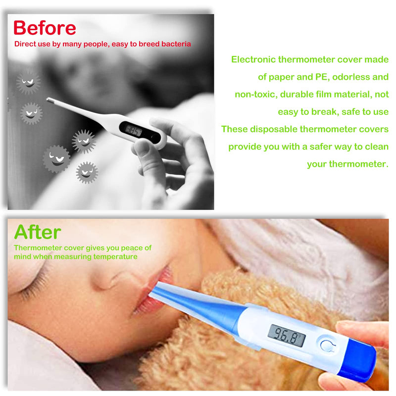 200 Pieces Digital Thermometer Probe Covers Disposable Thermometer Sleeves Universal Electronic Thermometer Covers for Oral Armpit Rectal Electric Thermometer - NewNest Australia