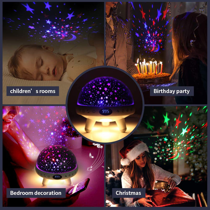 Night Light for Kids Room with Sound Machine Baby Night Light Star Projector White Noise Machine for Sleeping Soother Nursery Lamp 9 Natural Sounds 20 Lullabies Remote Control Timer Blue - NewNest Australia