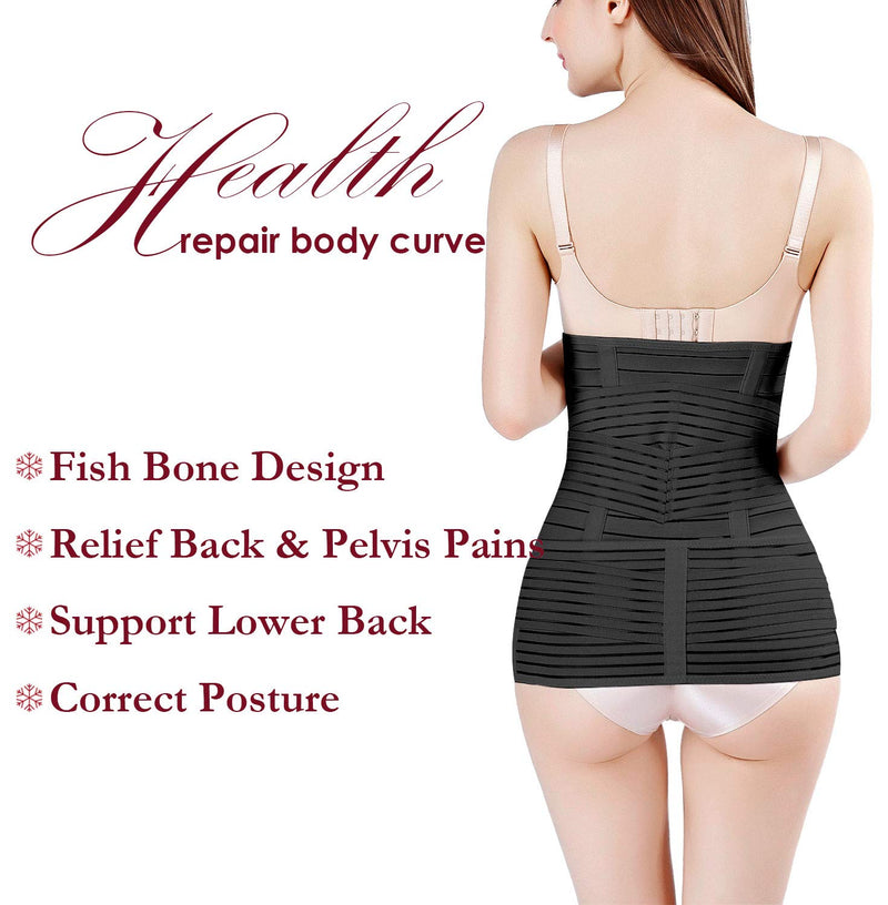 2 in 1 Postpartum Support Recovery Belly Wrap Waist/Pelvis Belt Body Shaper Postnatal Shapewear,One Size Black One Size (Pack of 1) - NewNest Australia