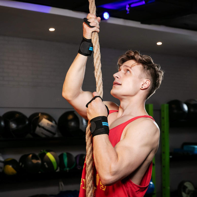 Gymnastics Hand Grips/Gloves with Wrist Wrap Support -Perfect for WODs,Pull up,Power Weightlifting,Kettlebells and Gym Workout Blue4 - NewNest Australia
