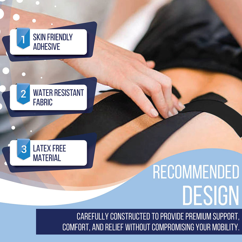 SB SOX Pro Synthetic Kinesiology Tape (Precut & Uncut Options) – Longer Lasting Performance Fabric Option to Our Original Cotton Kinesiology Tape - Also Latex Free, Water Resistant! (Black - Precut) Black - Precut - NewNest Australia