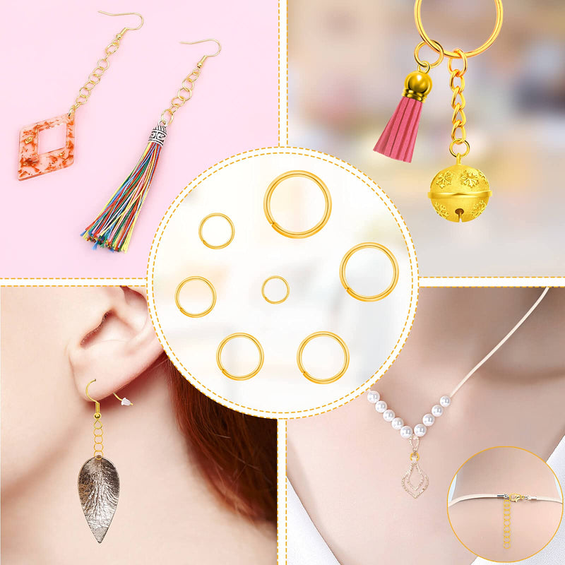 Gold Jump Rings for Jewelry Making, Paxcoo 1500Pcs Jewelry Necklace Repair Kit with Jewelry Making Supplies and Jewelry Pliers for Bangle Charms, Earrings and Nail Piercing Gold - NewNest Australia