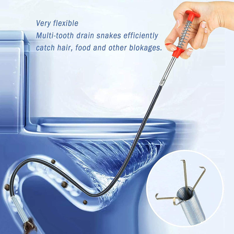 4 in 1 Drain Clog Remover Tool, Drain Hair Clog Remover Tool,Drain Sink Cleaner Tool, Drain Auger Hair Catcher for Bathroom Bathtub Kitchen Sink Toilet Clogged Drain Cleaning - NewNest Australia