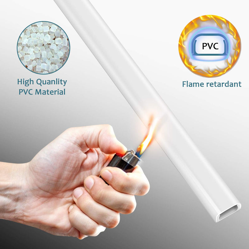 Cable Hider Raceway Kit, 68in Wire Hiders for TV on Wall, Paintable Cord Cover Channel, Cord Hider for Wall Mounted TV in Home Office, 4X L17in X W0.95in X H0.47in, White Large-68in - NewNest Australia