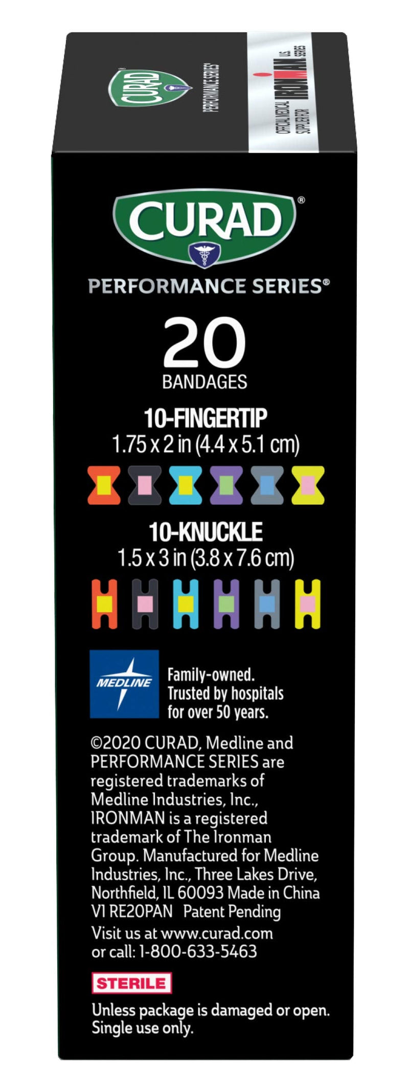 Curad Performance Series Ironman Fingertip and Knuckle Antibacterial Bandages, Extreme Hold Adhesive Technology, Fabric Bandages, 20 Count (Pack of 3) - NewNest Australia