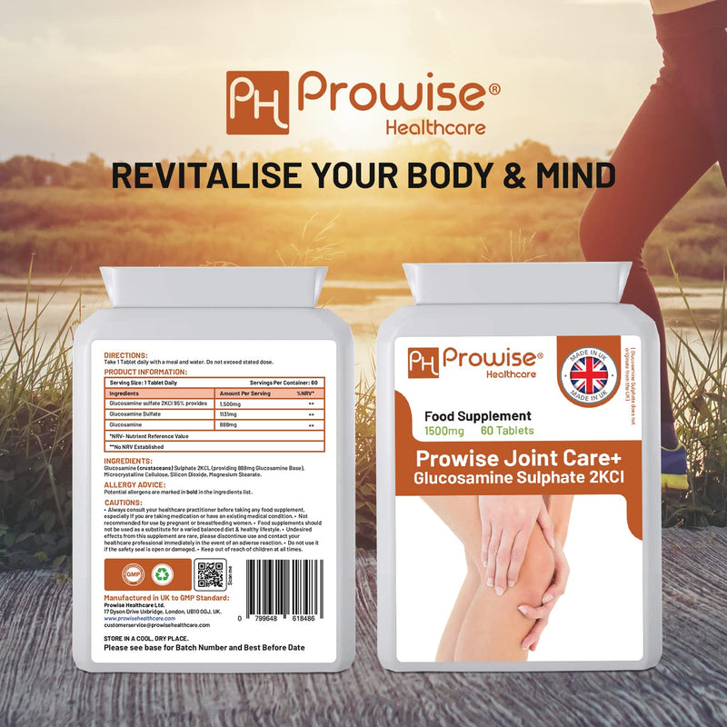 Glucosamine Sulphate 2KCL I Glucosamine 1500mg 60 Tablets (2 Month Supply) I High Strength Glucosamine for Joint Health I Gluten & Dairy Free I Made in The UK by Prowise Healthcare - NewNest Australia